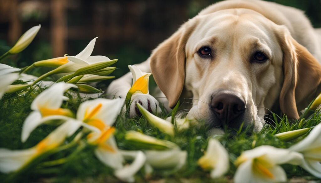 Dog presenting signs of lily toxicity