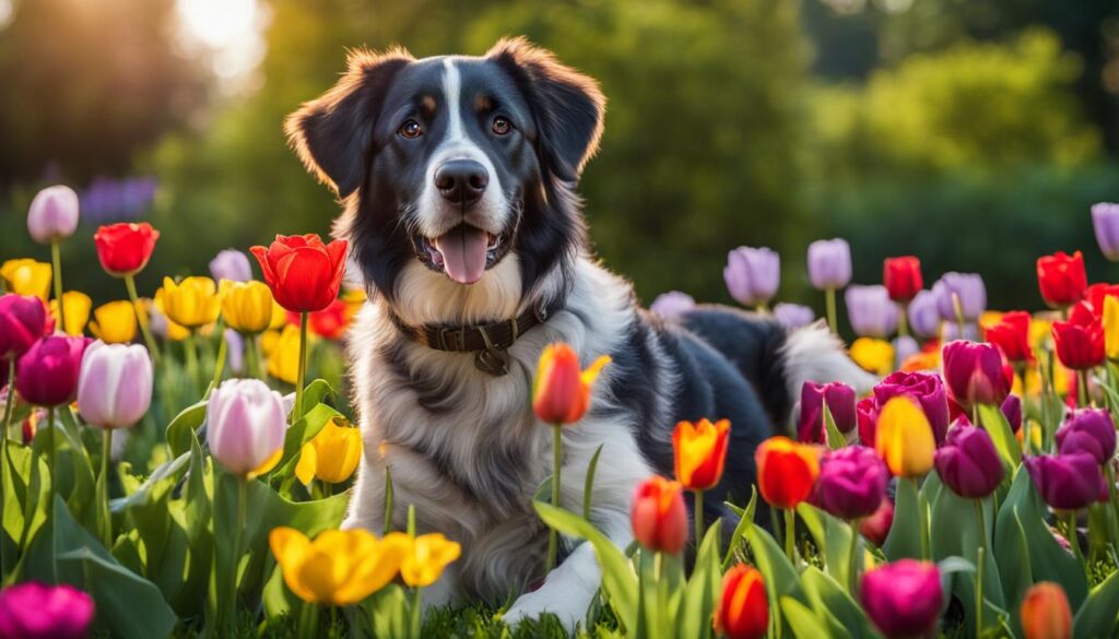Pet-safe flowers protecting dogs from tulip toxicity