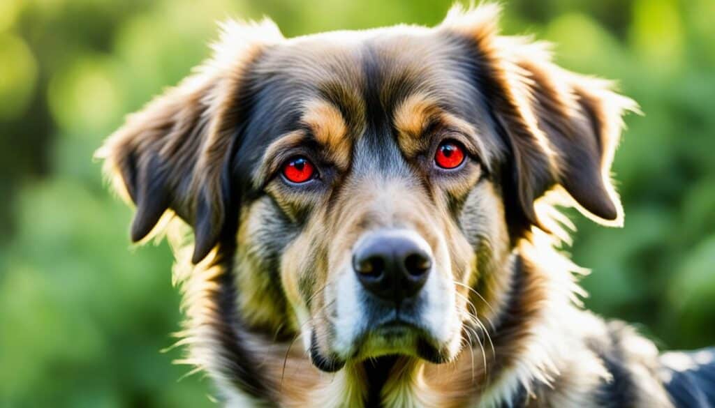 Dog with red eyes