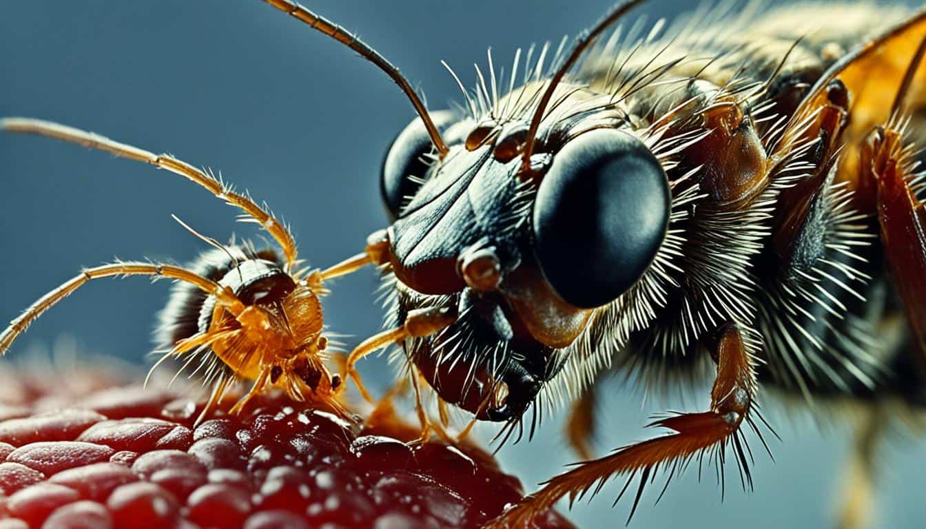 a flea bites a dog and ingests its blood. it is a