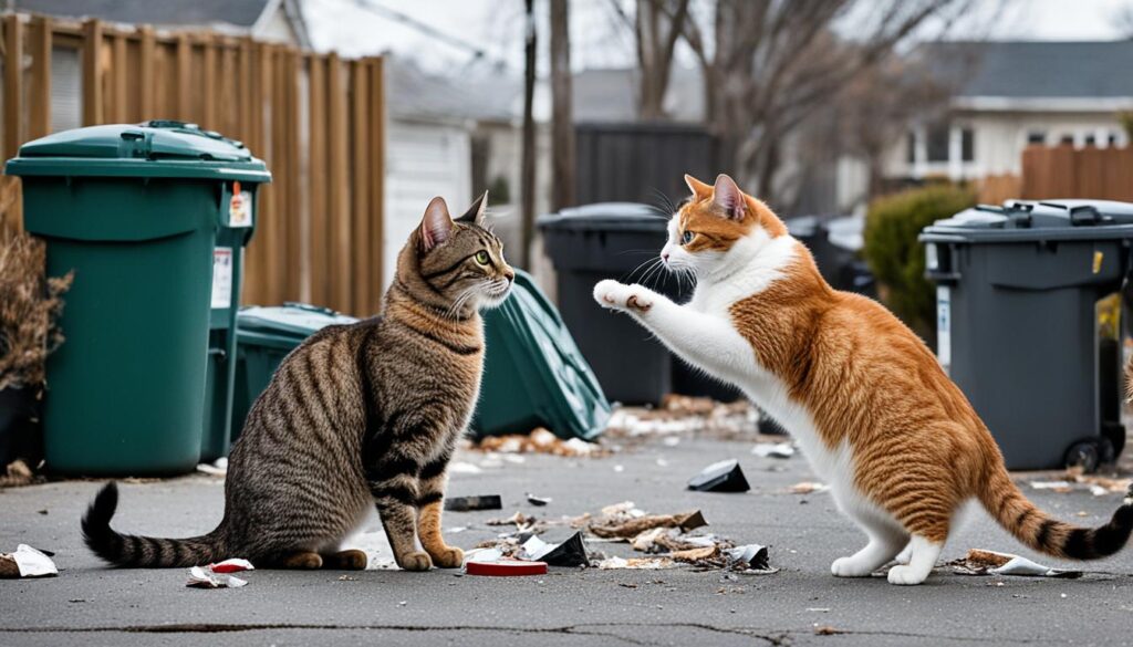 cats fighting outside
