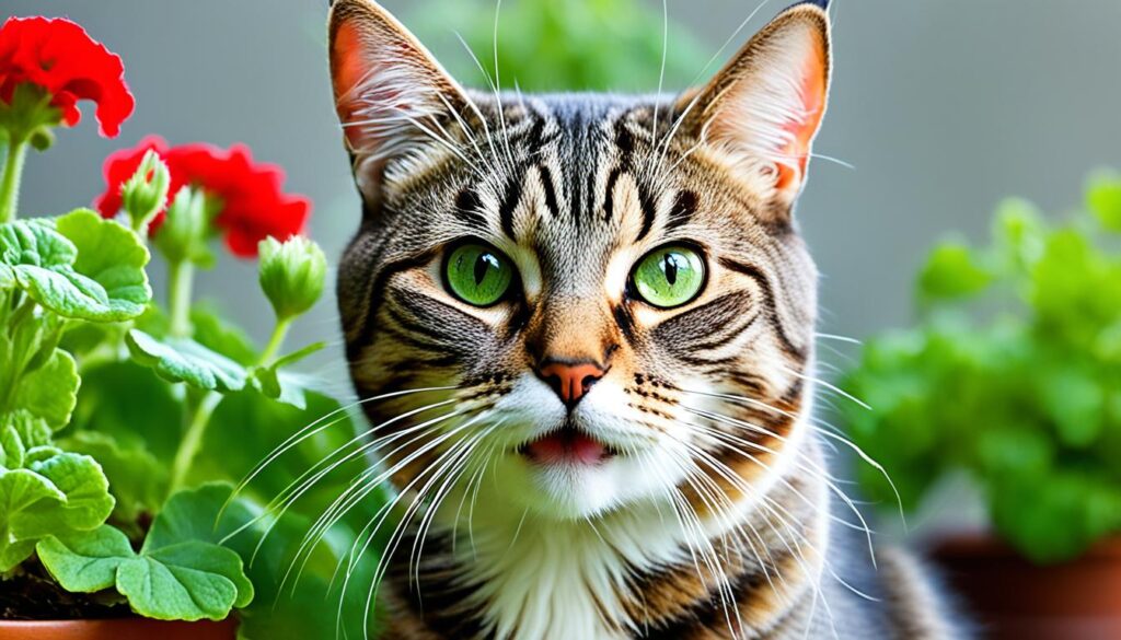 cat's reaction to geranium ingestion