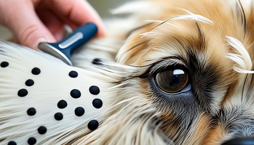 dog with fleas and ticks