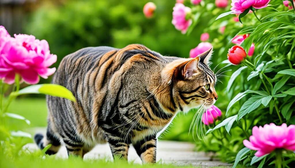 peonies and cats interaction peonies and cats interaction