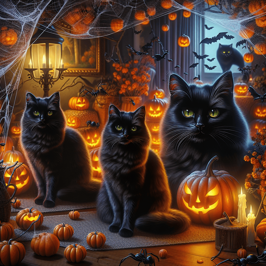 black cats in halloween decorations
