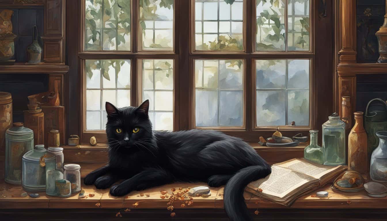 a black cat lying on a window sill